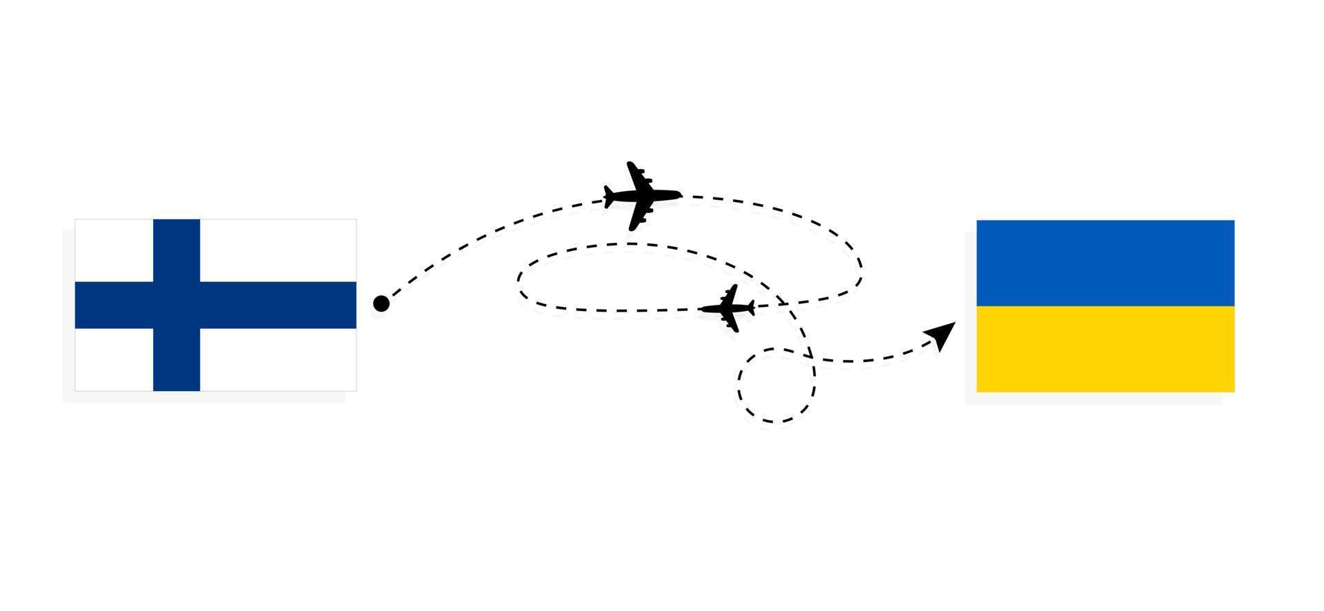 flug und reise von finnland in die ukraine mit dem reisekonzept des passagierflugzeugs vektor