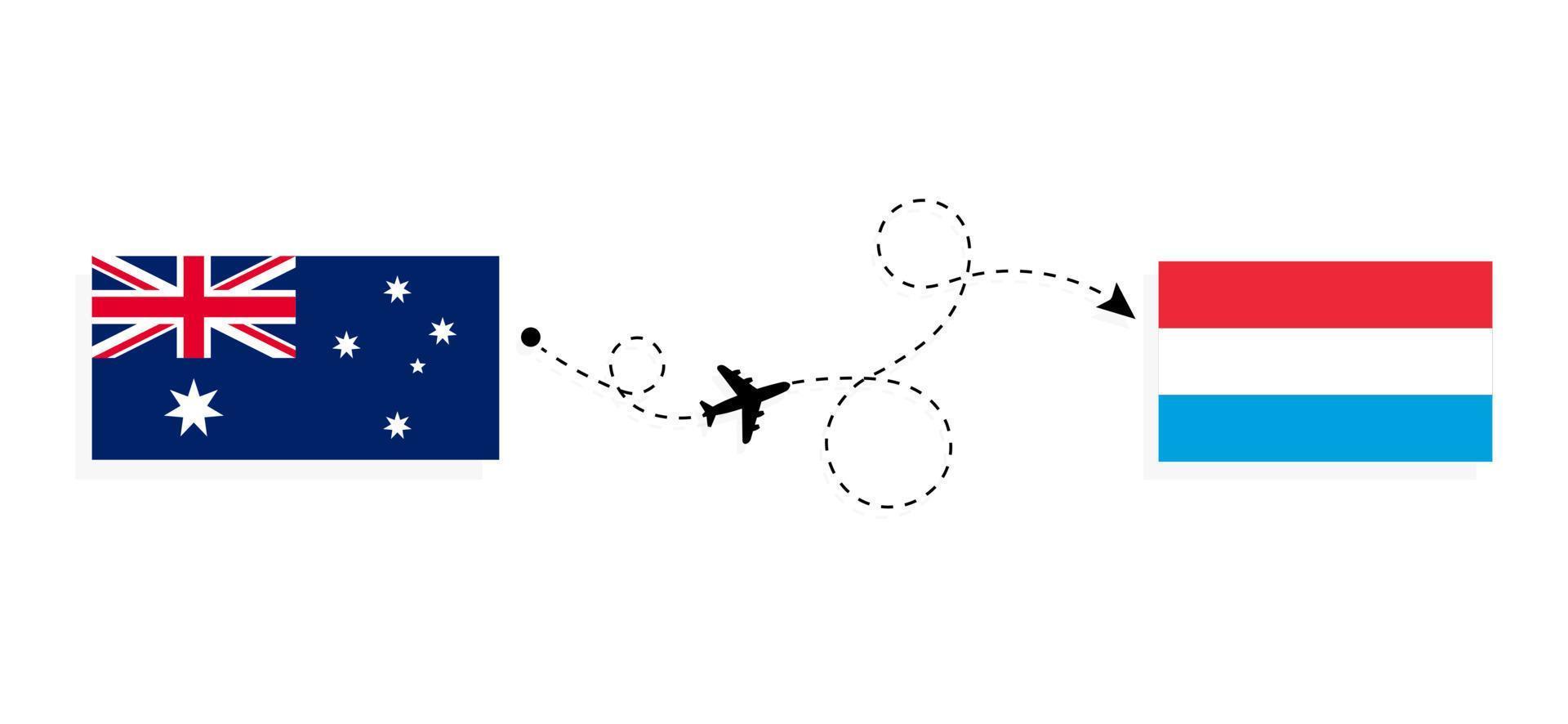 flyg och resa från Australien till luxemburg förbi passagerare flygplan resa begrepp vektor