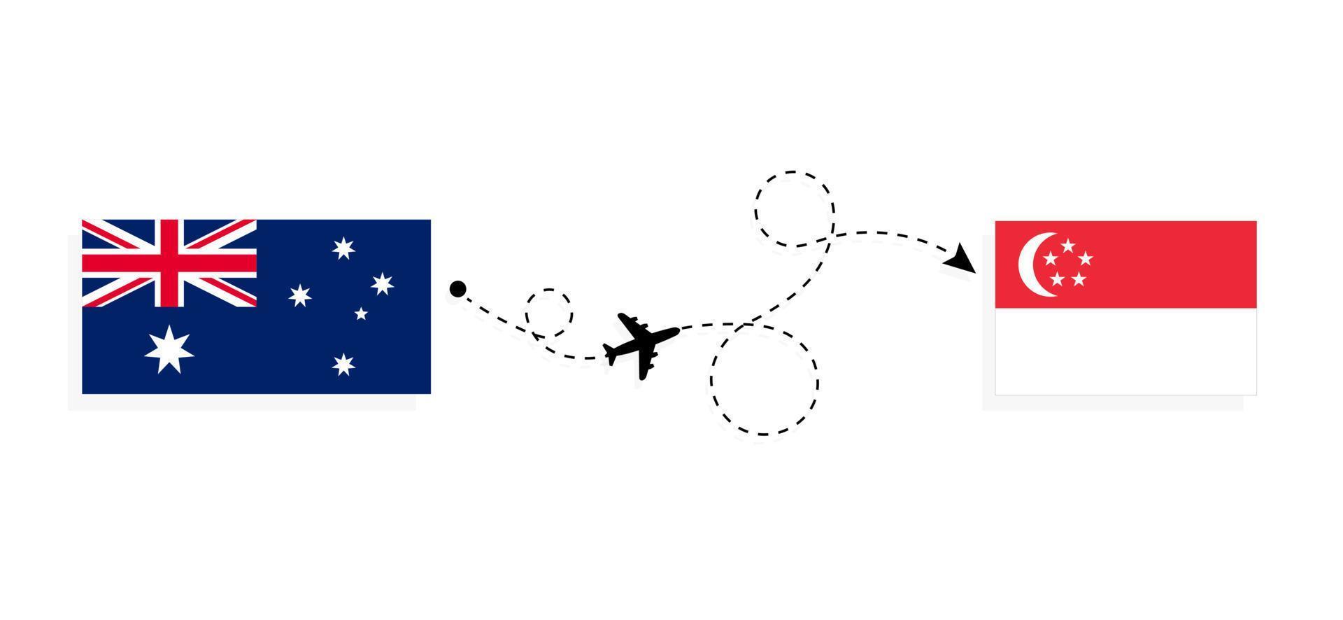 flyg och resa från Australien till singapore förbi passagerare flygplan resa begrepp vektor