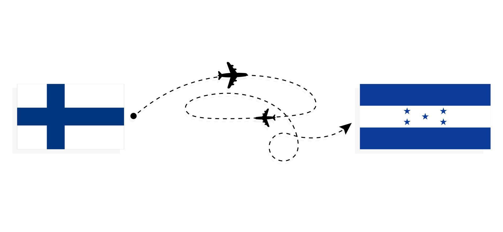 flyg och resa från finland till honduras förbi passagerare flygplan resa begrepp vektor