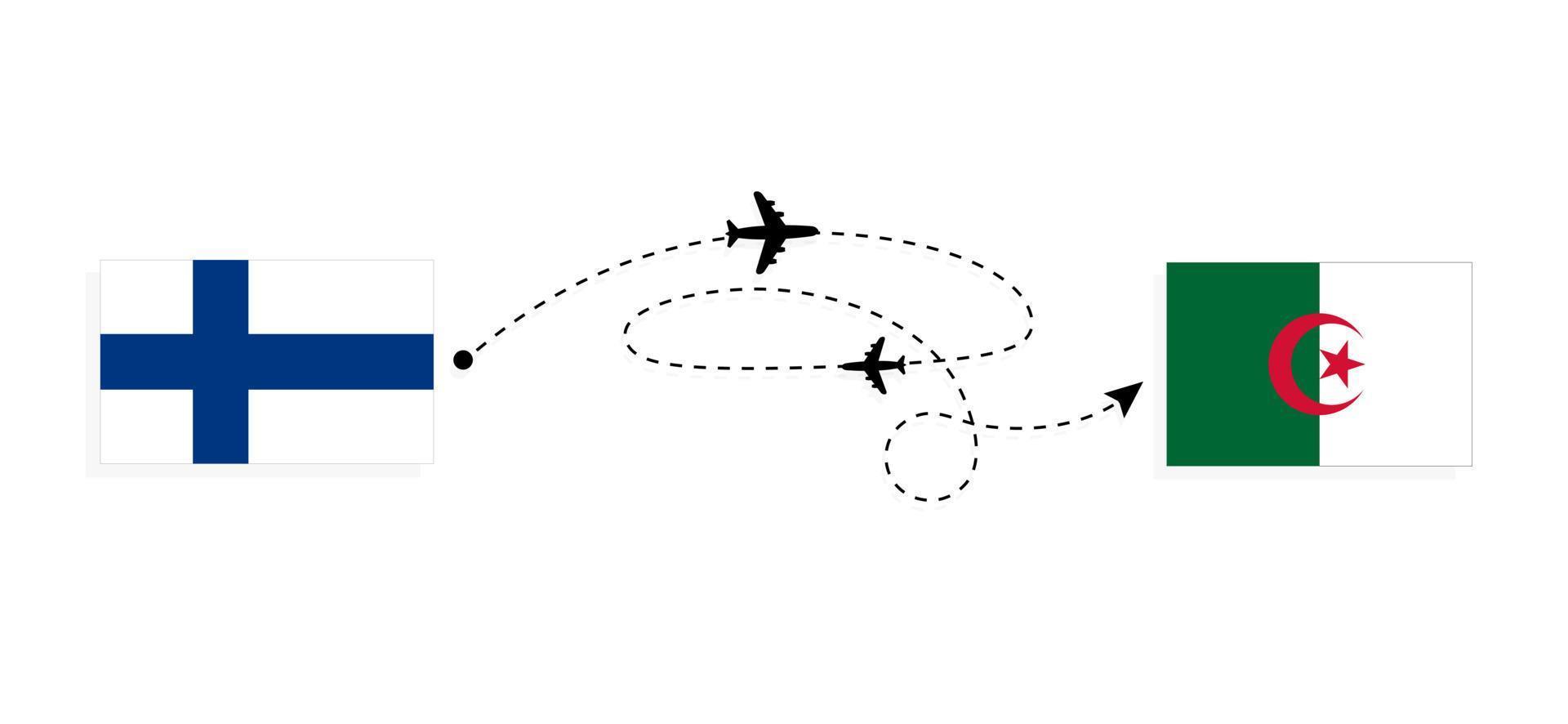 flyg och resa från finland till algeriet förbi passagerare flygplan resa begrepp vektor