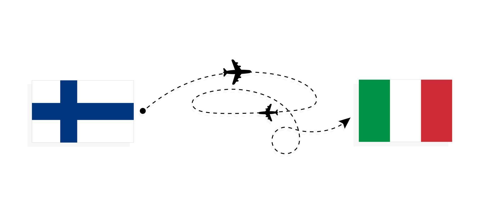 flyg och resa från finland till Italien förbi passagerare flygplan resa begrepp vektor