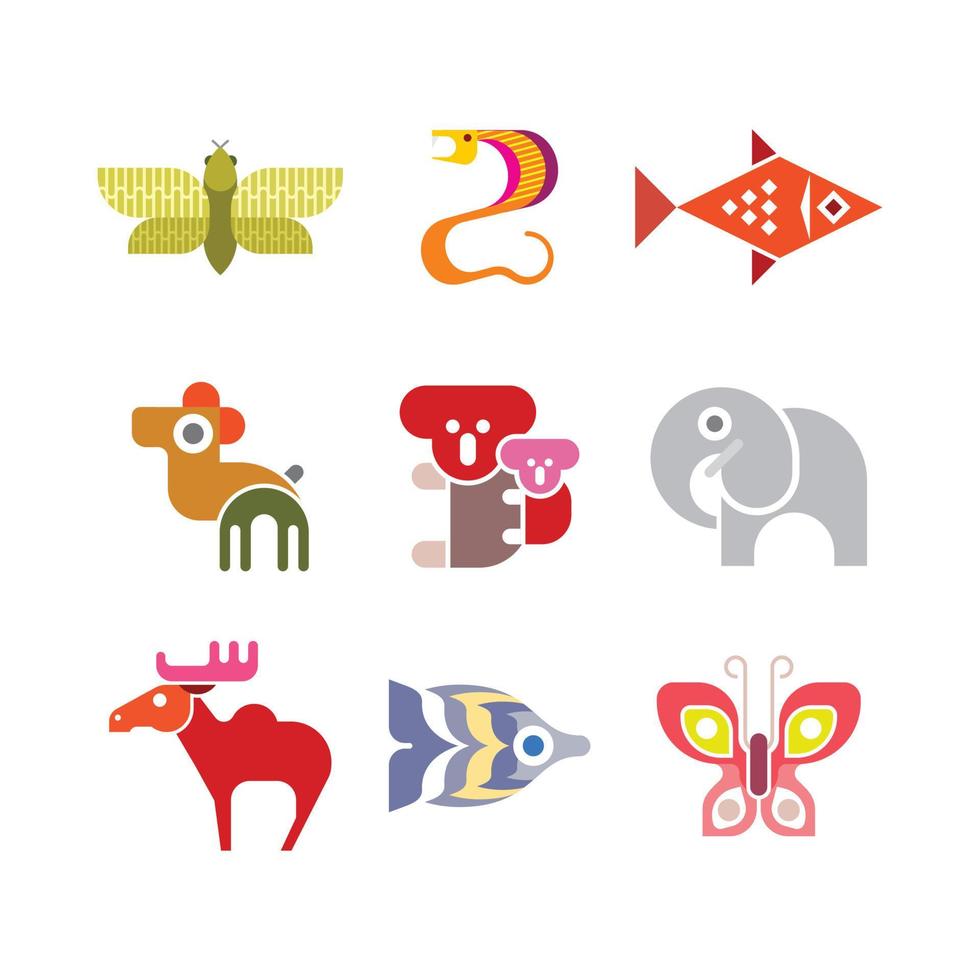 djur- vektor ikon uppsättning