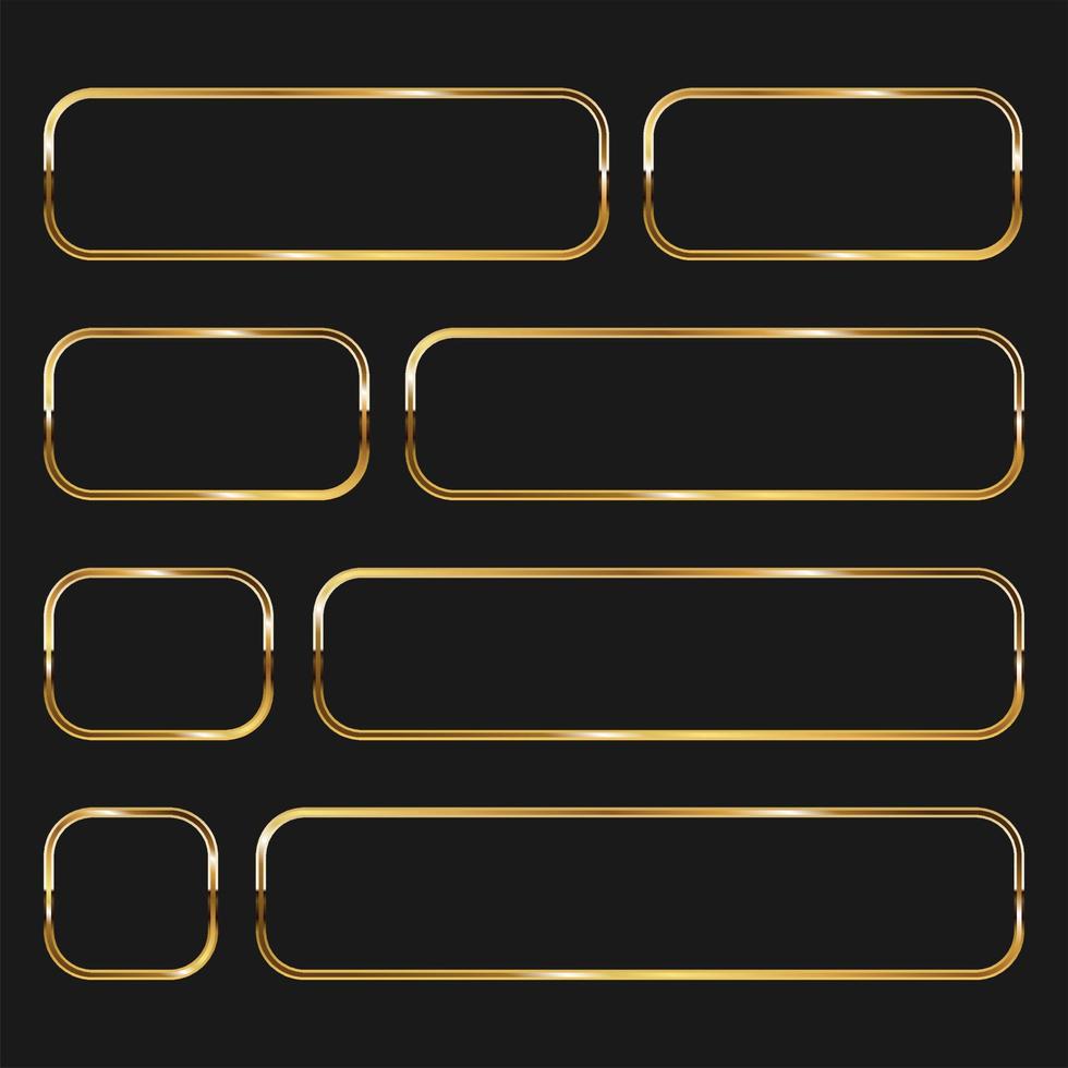 sammlung des goldenen glänzenden rahmensatzes lokalisiert auf dunklem hintergrundvektor vektor