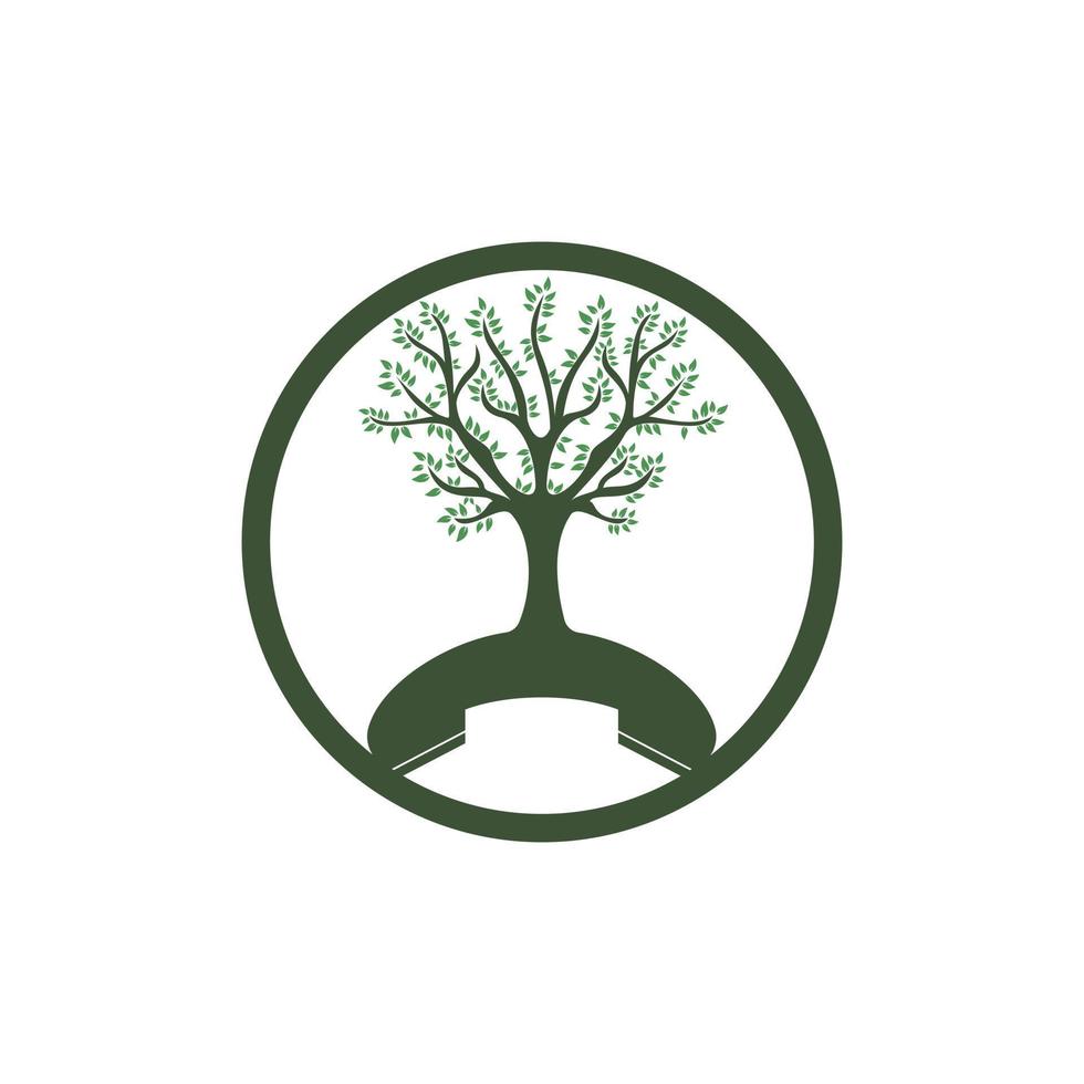 natur ring upp vektor logotyp design. telefonlur träd ikon design mall.