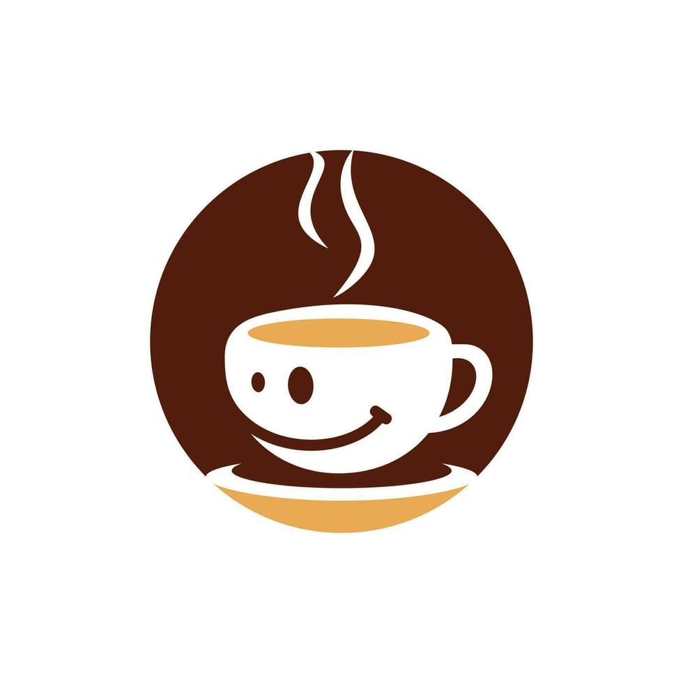 leende kaffe logotyp vektor illustration design.