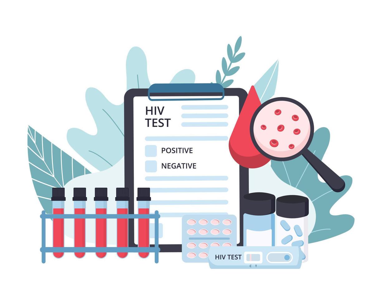 HIV-Testkonzept. hiv, aids-welttag, bewusstseinskonzept für krankheiten. Hintergrund für Poster, Web, Banner, Flyer usw. vektor