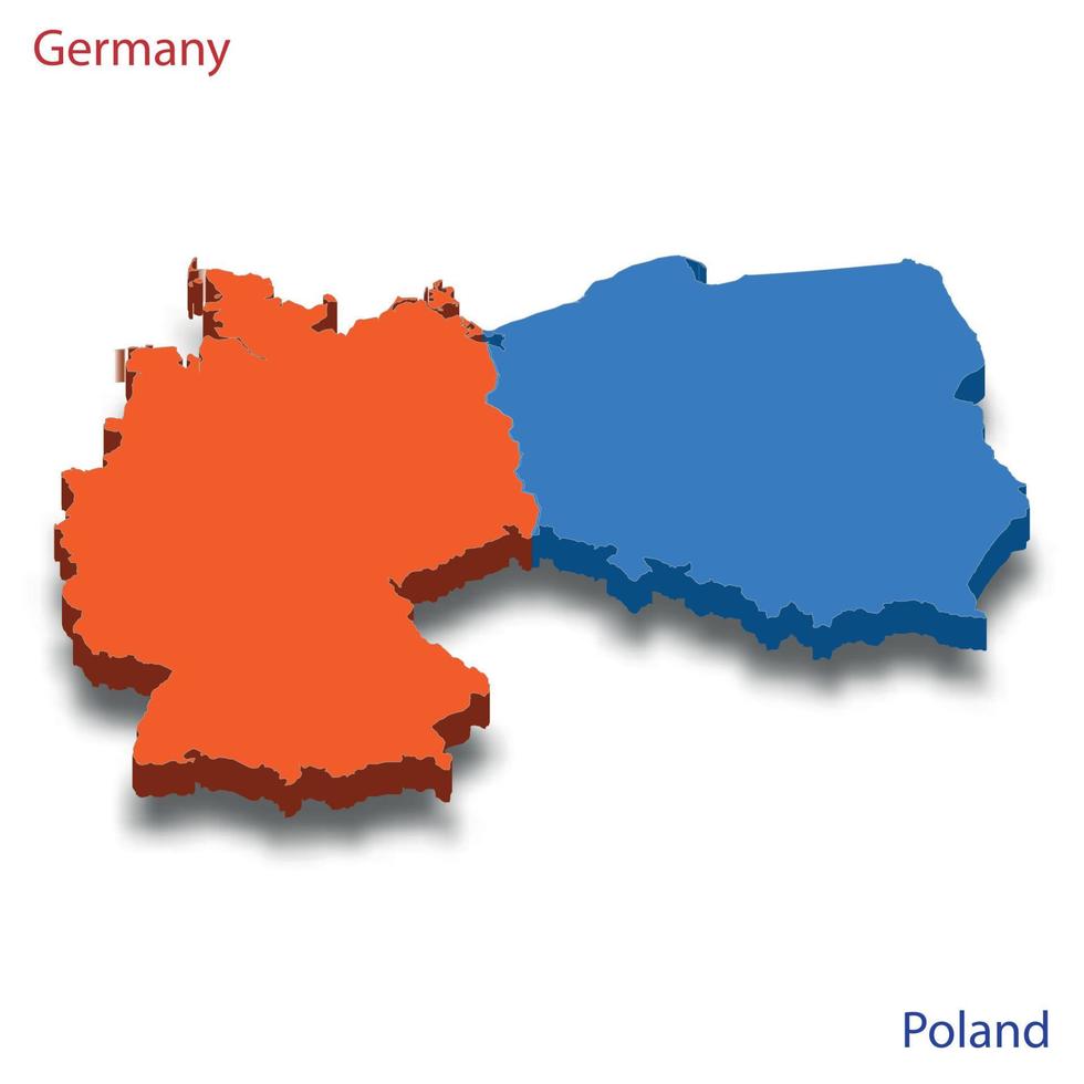 Isometrische 3d-karte beziehungen zwischen deutschland und polen vektor