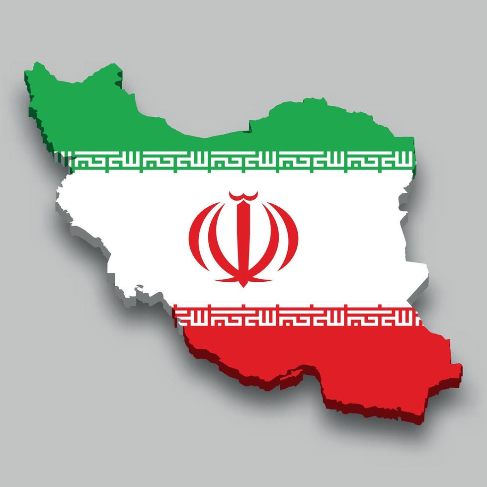 3d isometrisk Karta av iran med nationell flagga. vektor