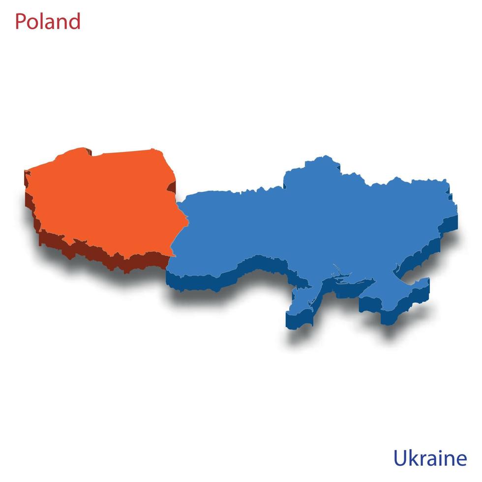 isometrische 3d-karte polen und ukraine beziehungen vektor