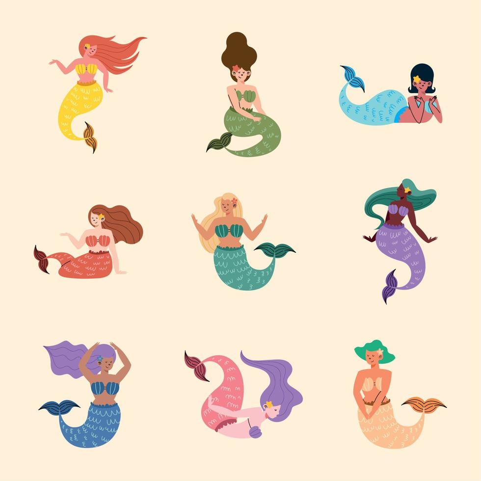 mermaids fantasi tecken vektor