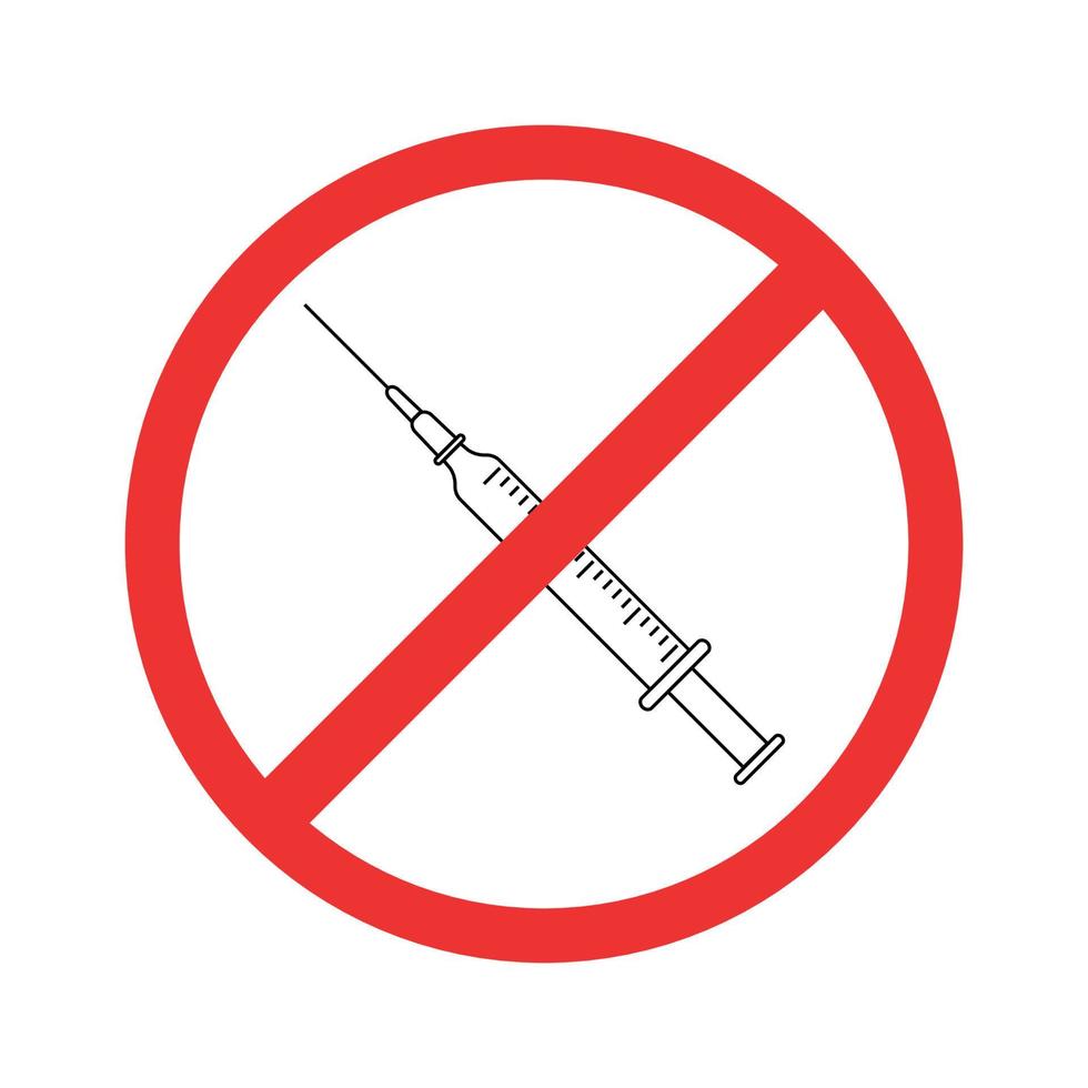 Nej spruta ikon, anti vaccination symbol. för din design vektor