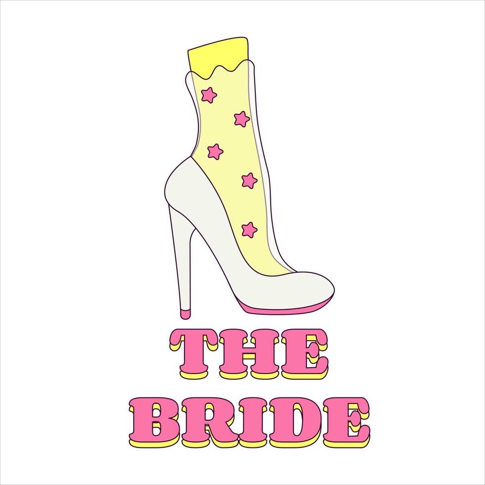 vit bröllop sko av de brud bachelorette fest illustration för de brud i häftig stil tillfällig klistermärke eller bricka vektor