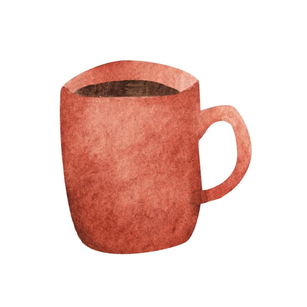 rote Tasse mit Kaffee. aquarellillustration vektor