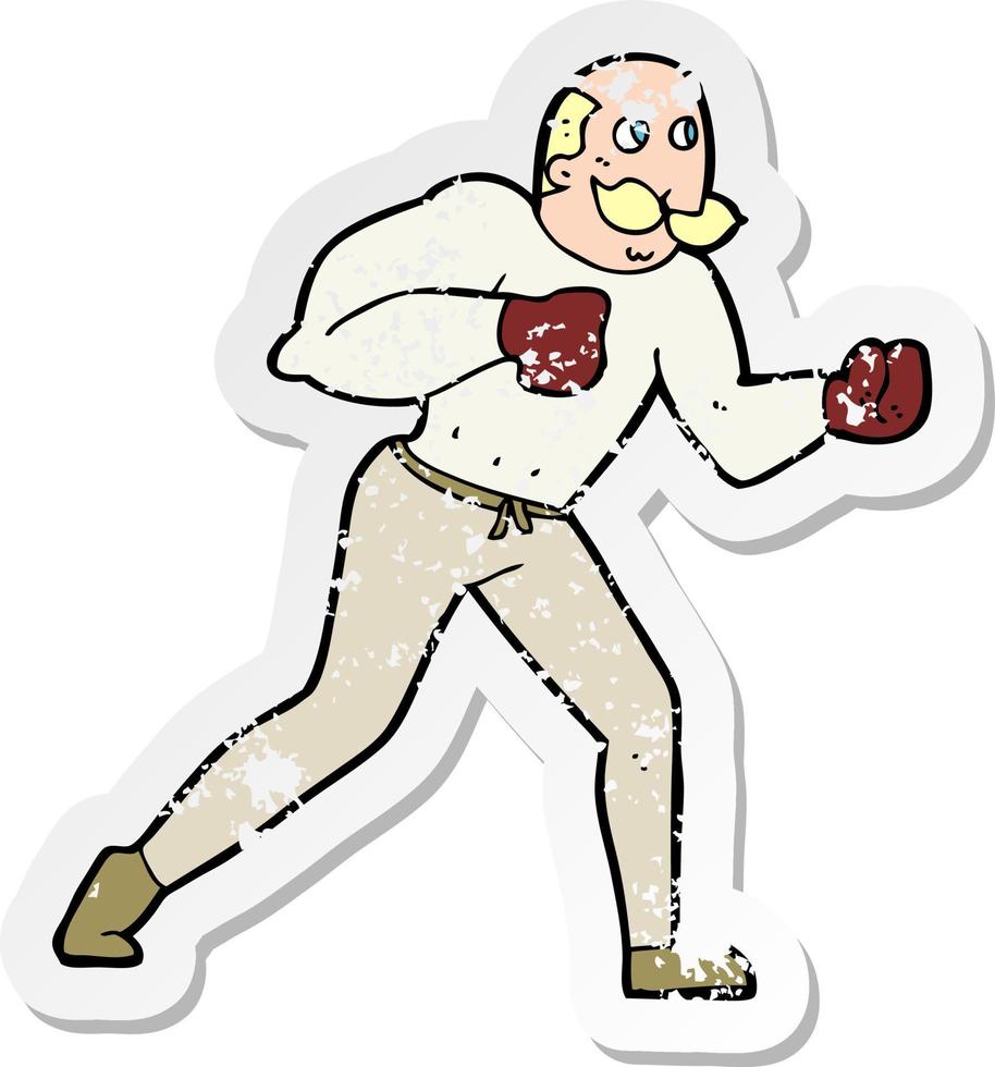 Retro-Distressed-Aufkleber eines Cartoon-Retro-Boxer-Mannes vektor