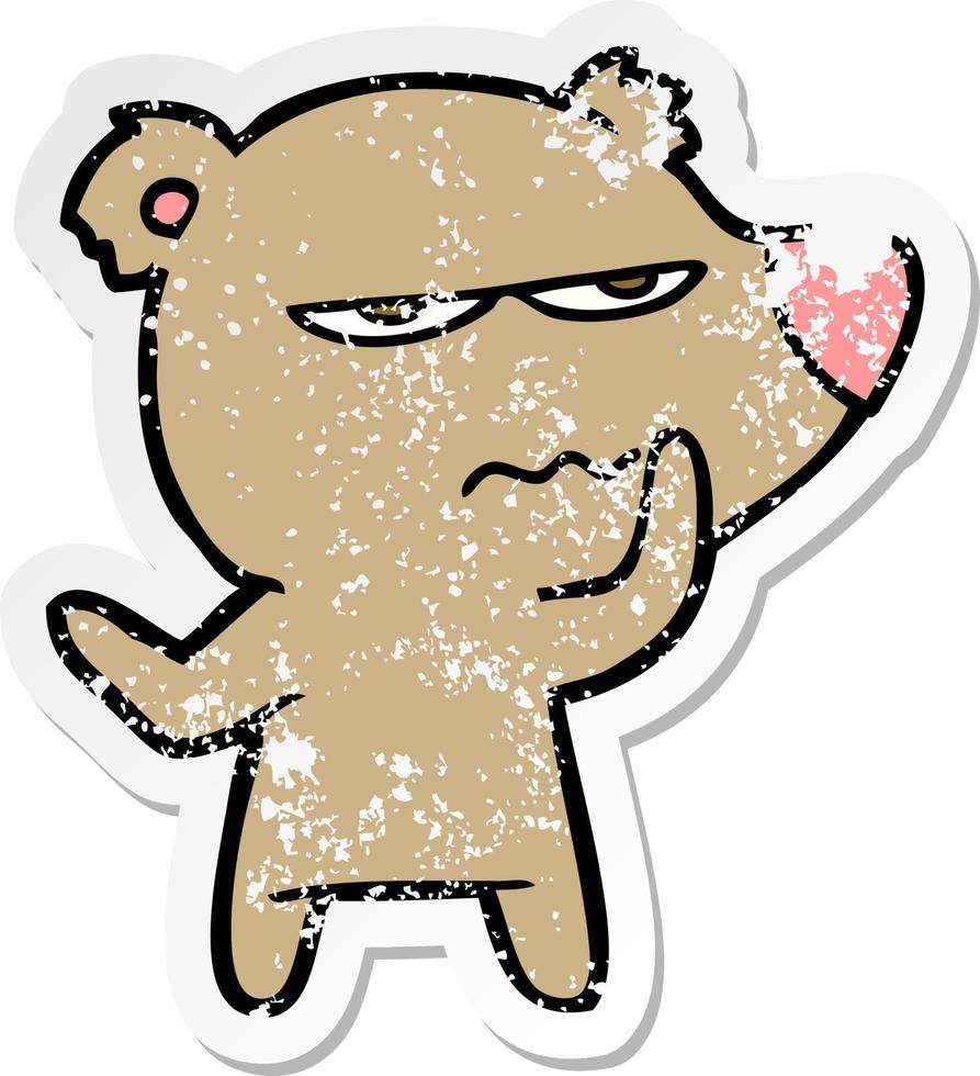 bedrövad klistermärke av en arg björn tecknad vektor