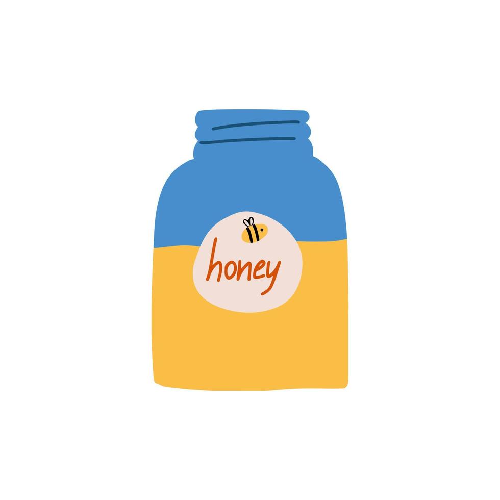 Glas mit Honig. Gestaltungselement. vektor handgezeichnete illustration
