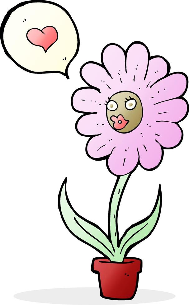 tecknad serie blomma med ansikte vektor