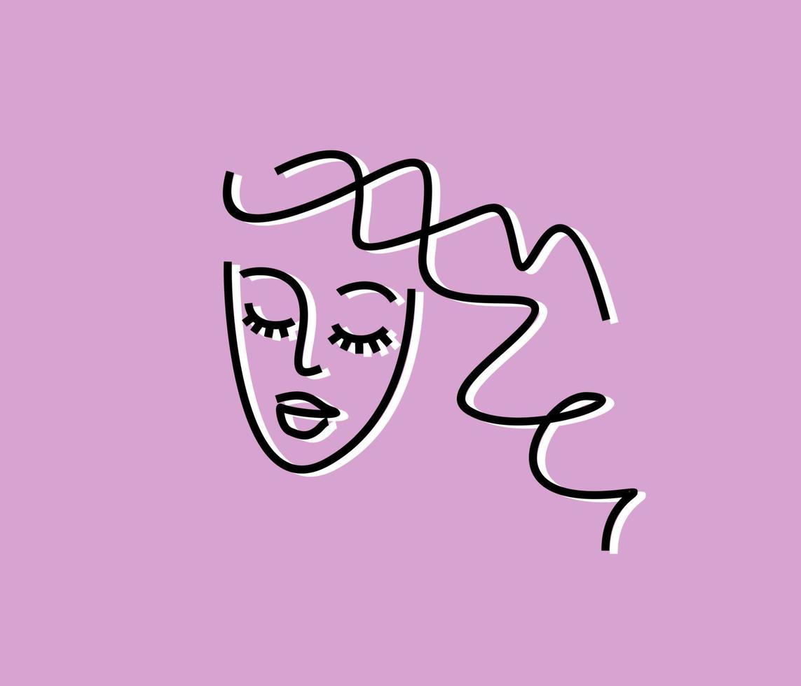 Schönheitssalon-Logo. Gesicht-Mädchen-Symbol. schönes Frauenporträt - dünne Linie Vektorillustration vektor