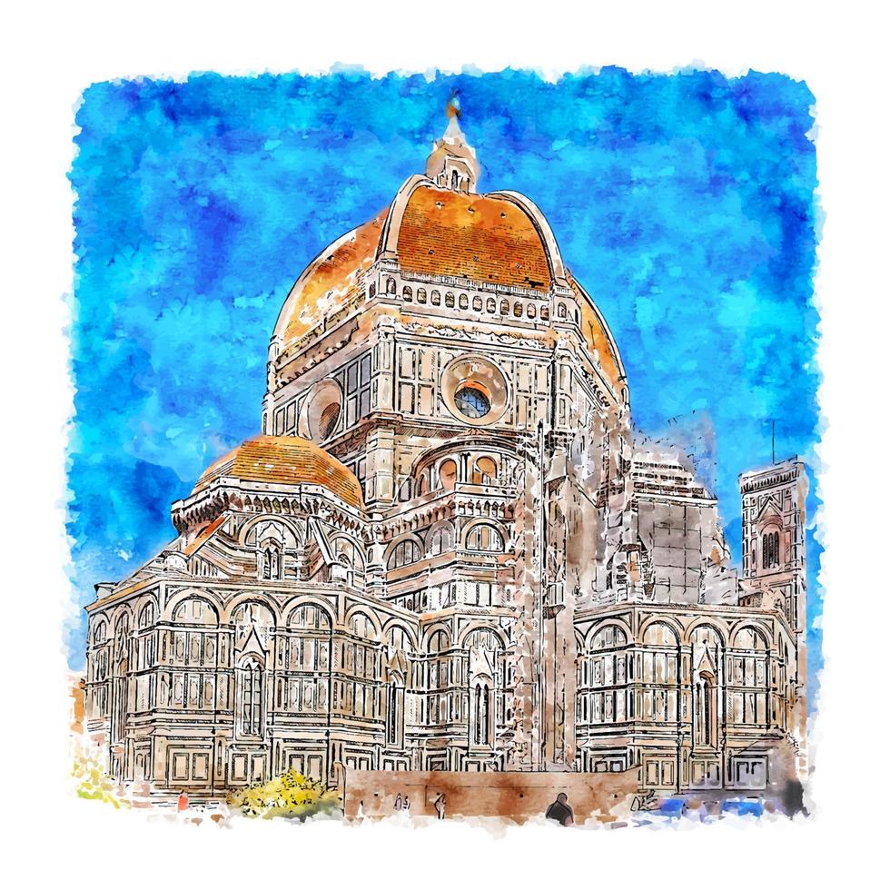 florenz toskana italien aquarell skizze handgezeichnete illustration vektor