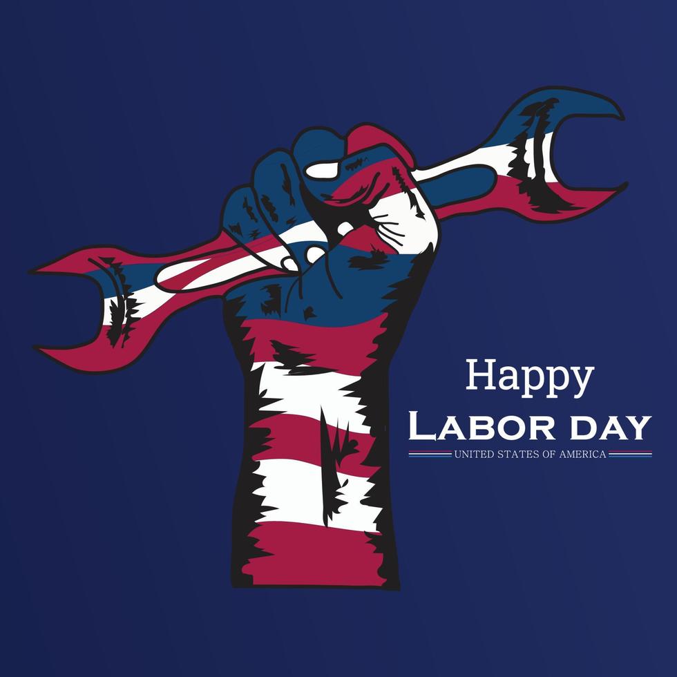 Happy Labor Day Vektordesign. nationale amerikanische feiertagsillustration mit usa-flagge. festliches plakat oder banner mit handbeschriftung. vektor