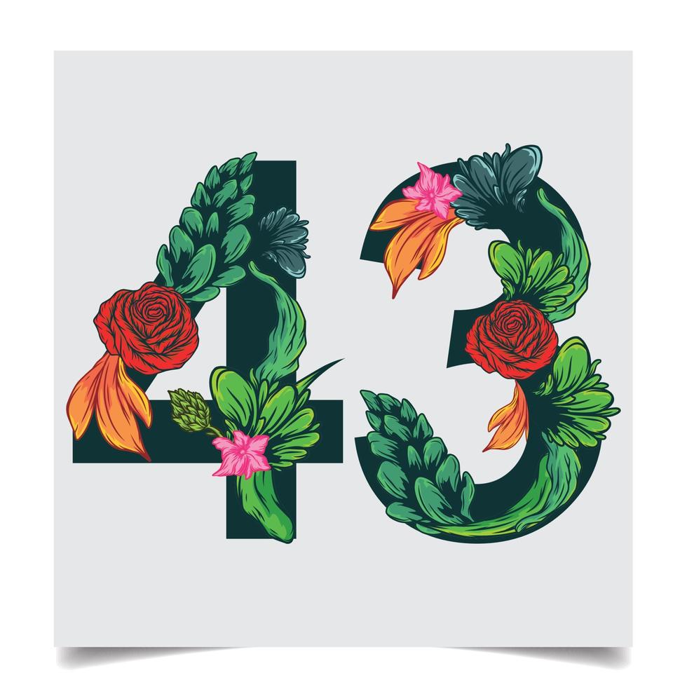 tal vektor färgrik blomma font stock illustration konst