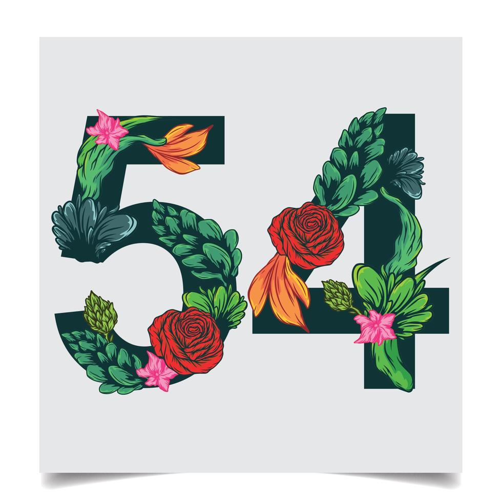 Zahlen Vektor bunte Blumenschriftart für Ihre Designkunst