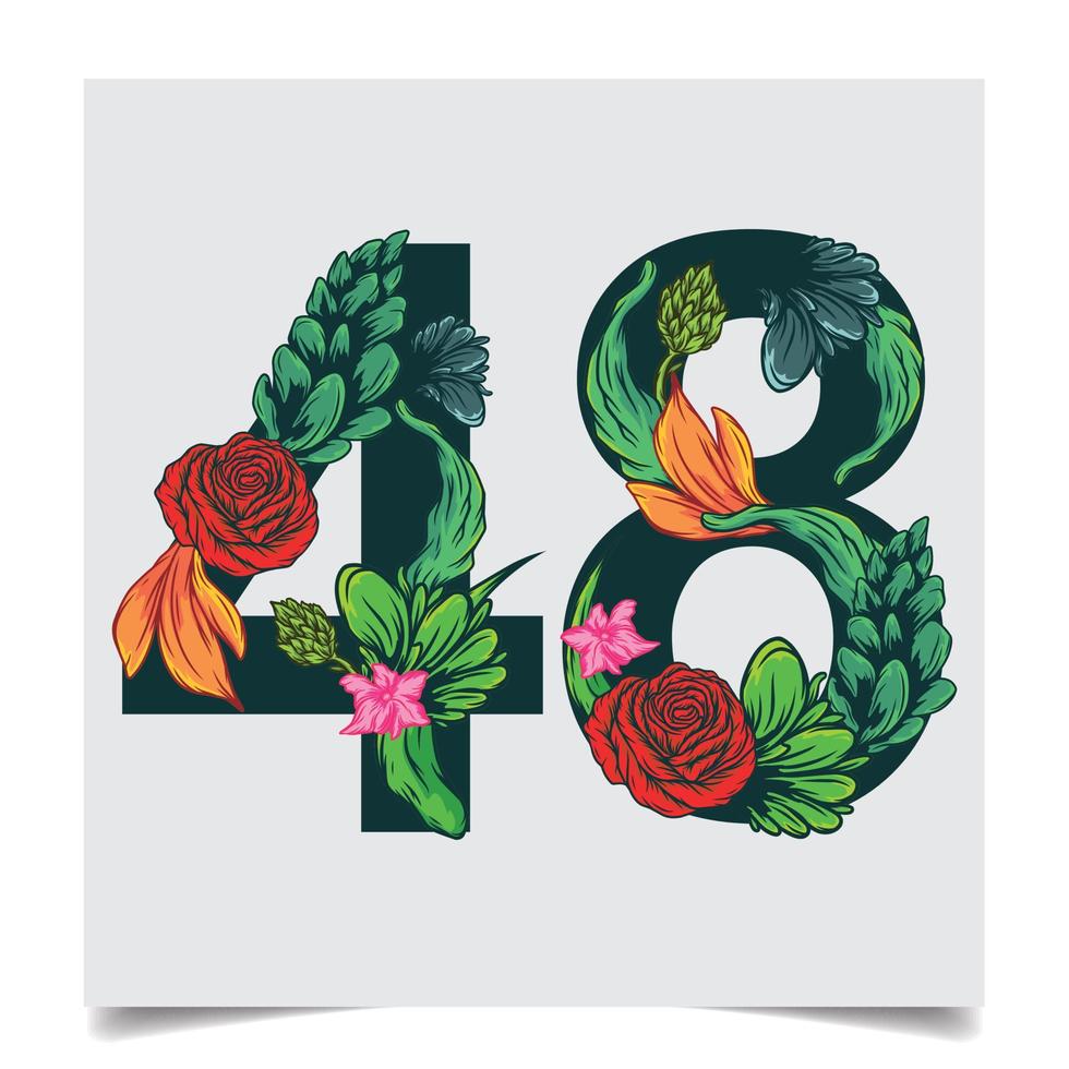 tal vektor färgrik blomma font stock illustration konst