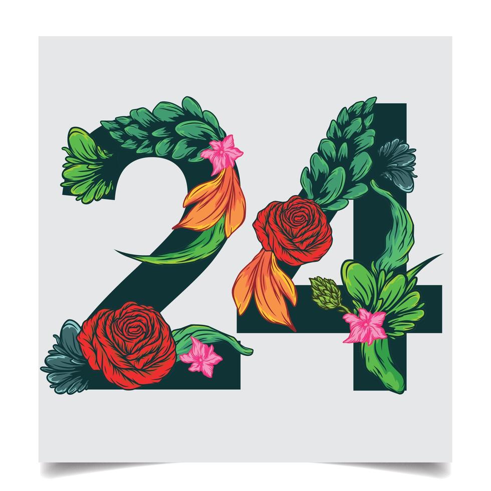 tal vektor färgrik blomma font stock illustration konst