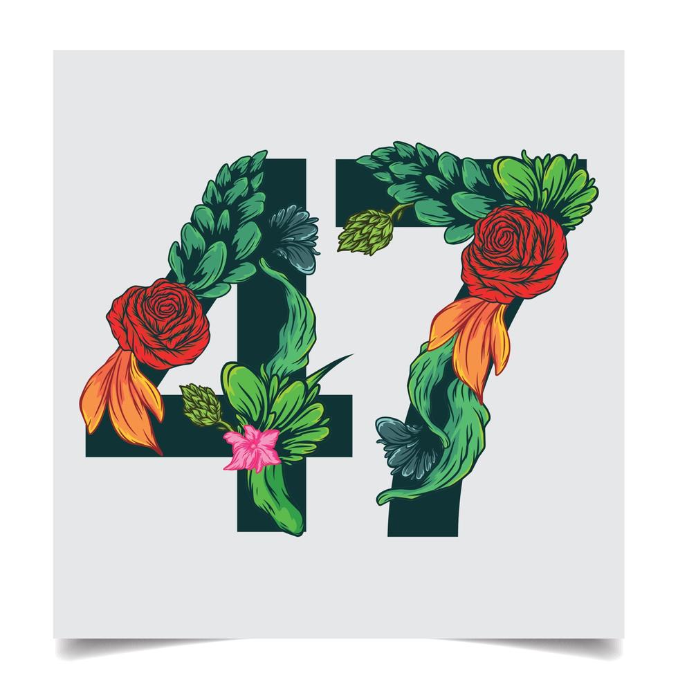 tal vektor färgrik blomma font stock illustration konst