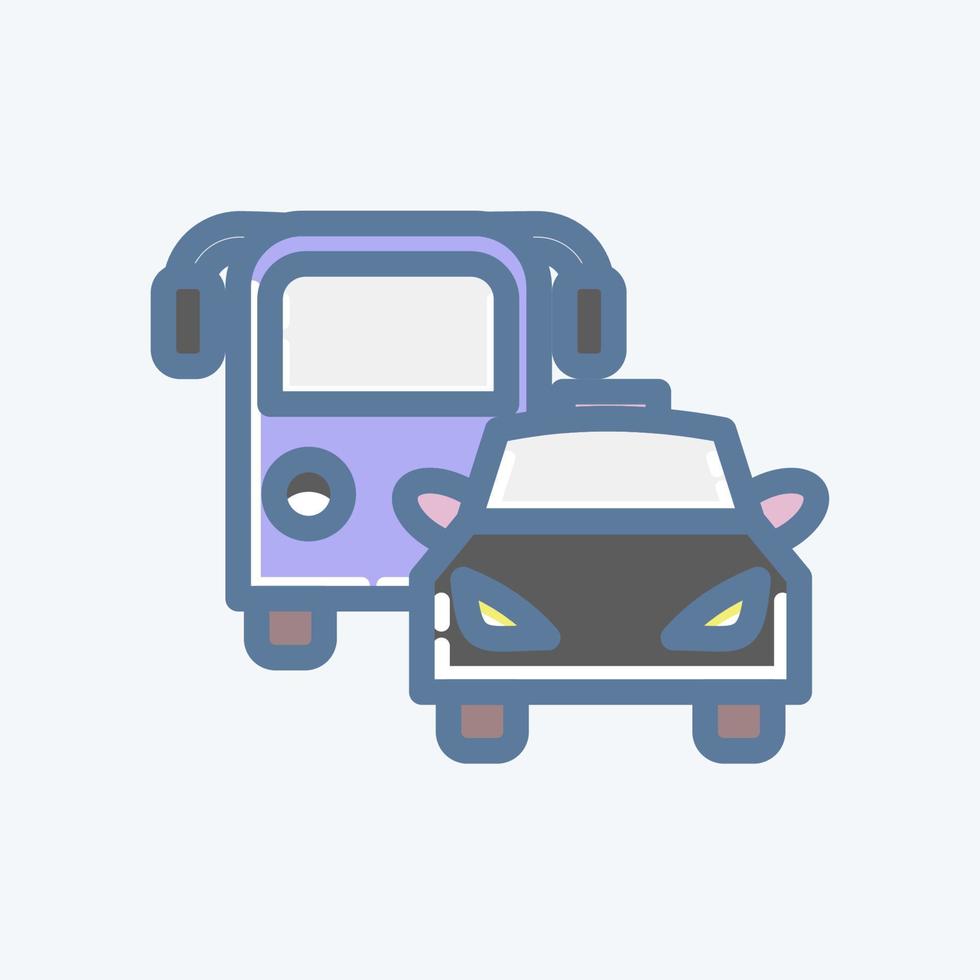 Symbol Bus und Auto. geeignet für Automobilsymbol. Doodle-Stil. einfaches Design editierbar. Design-Vorlagenvektor. einfache Abbildung vektor