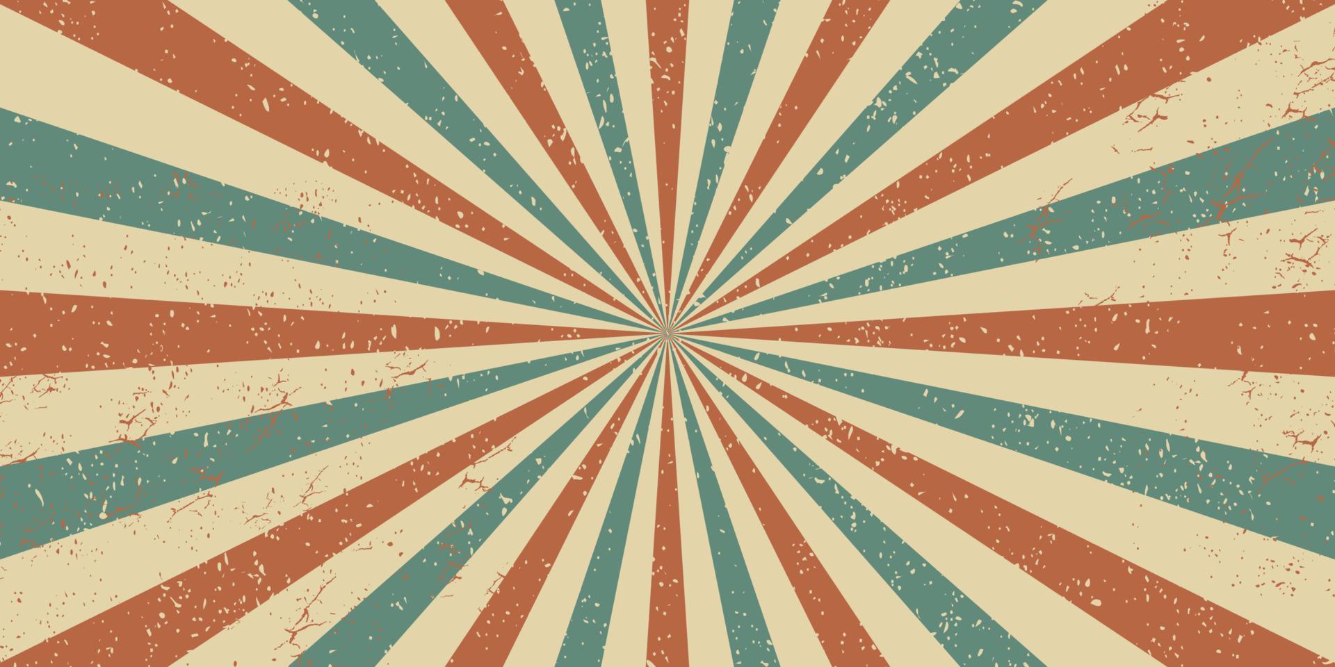 grunge cirkus affisch årgång vektor bakgrund. solljus retro horisontell bakgrund. Färg brista vektor illustration. magi Sol stråle stråle mönster bakgrund. gammal papper starburst mall design