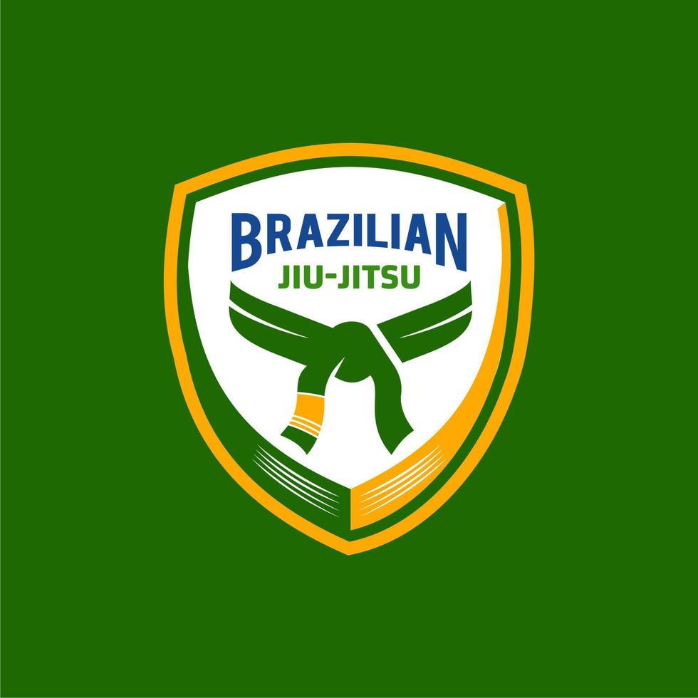 brasilianisches jiu jitsu abzeichen emblem gürtel logo symbol vektor illustration design, symbol. Akademie für gemischte Kampfkünste oder Jiu-Jitsu-Schule mit Farben zum Thema Brasilien