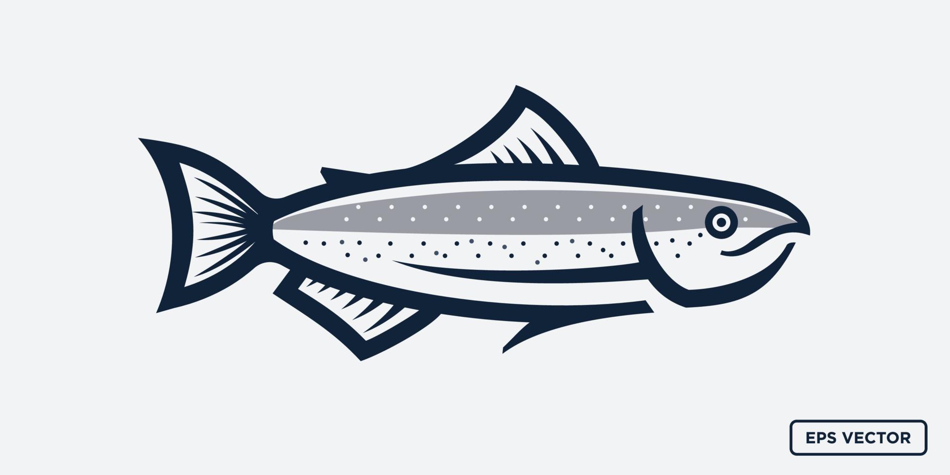 lachsfische vintage vektorillustration. modernes Retro-einfaches Cartoon-Stil-Forellen-Fisch-Logo-Vektor-Design. vektor