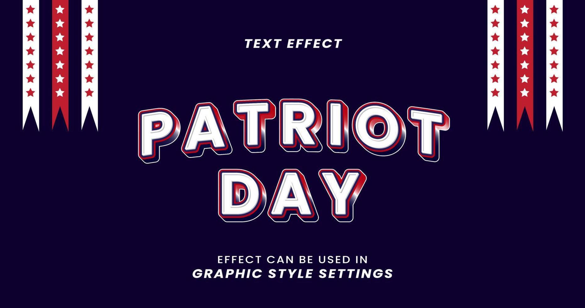 Texteffekt zum Tag des Patrioten mit 3D-Buchstaben vektor