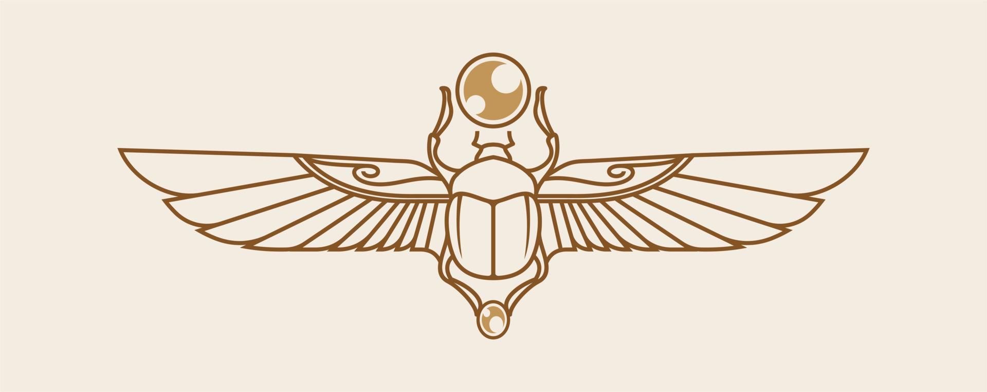 scarab med vingar vektor illustration, gammal egypten djur- för khepri, egyptisk Gud. magi symbol för farao med topografisk linje bakgrund. egypten mytologi tatuering design