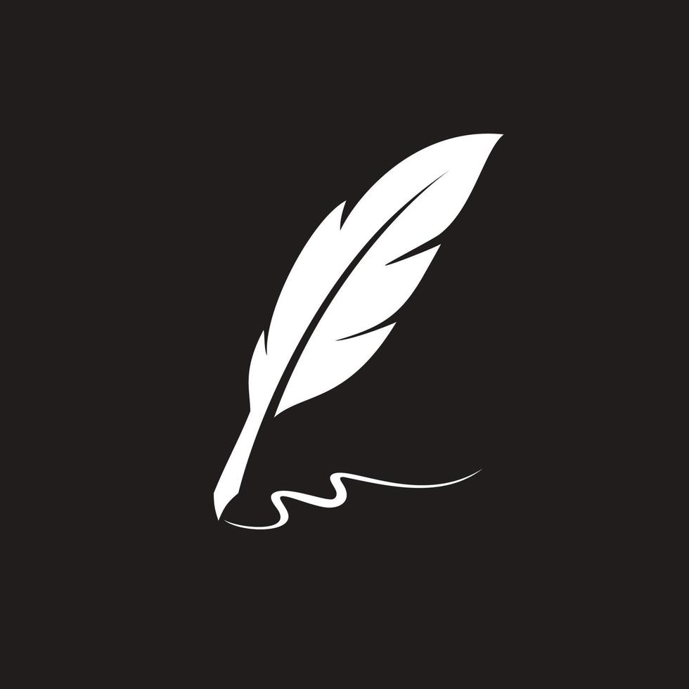 årgång fjäder gåspenna penna logotyp med svart bläck stroke, repa ikon, klassisk brevpapper illustration isolerat på vit bakgrund vektor