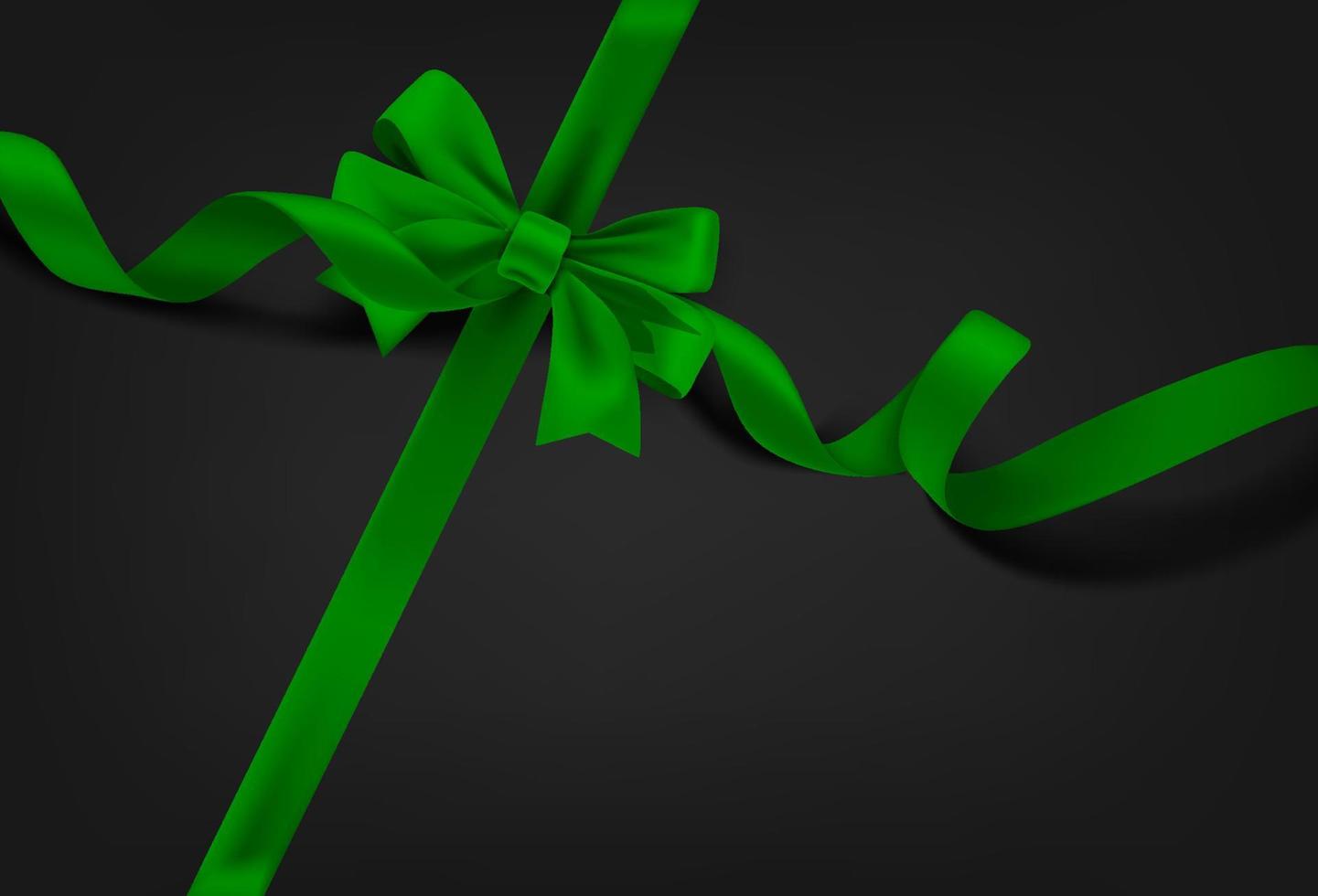grünes Band auf schwarzem Hintergrund. realistischer 3D-Vektor vektor