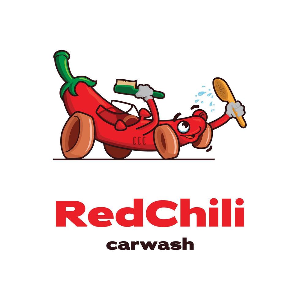 rotes Chili-Autowasch-Logo vektor