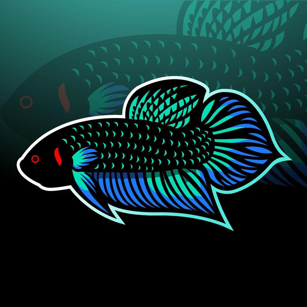 Betta-Fisch-Maskottchen. Esport-Logo-Design vektor