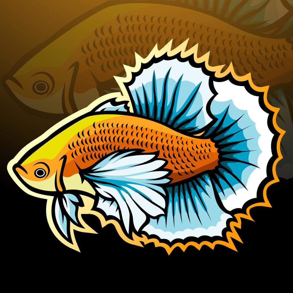 Betta-Fisch-Maskottchen. Esport-Logo-Design vektor