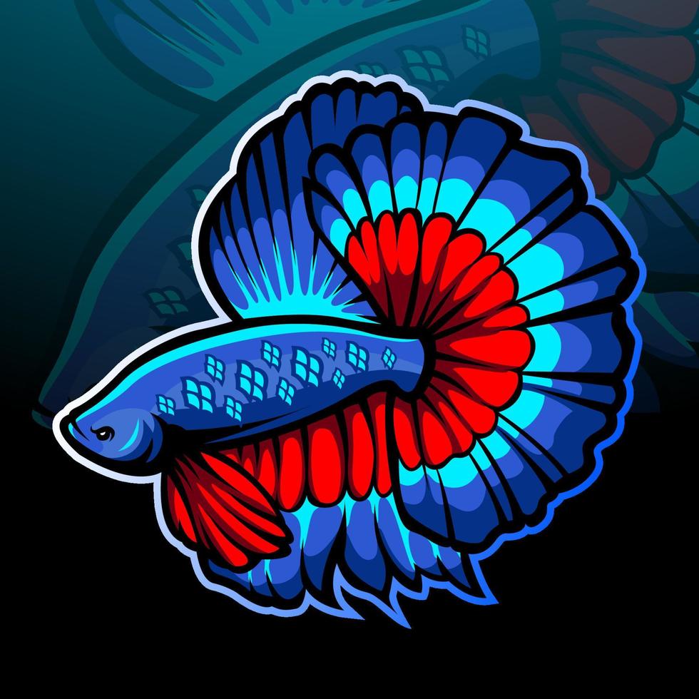 Betta-Fisch-Maskottchen. Esport-Logo-Design vektor