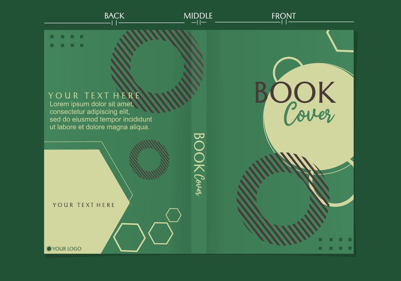 Reihe von Bucheinbanddesigns in grüner Farbe im geometrischen Stil. Hintergrund mit Kreiselementen. vektor
