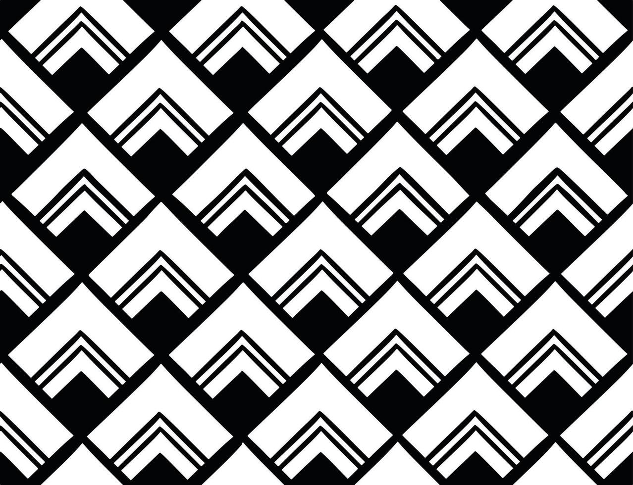 svart och vit rytmisk sömlös mönster prydnad textil- vektor