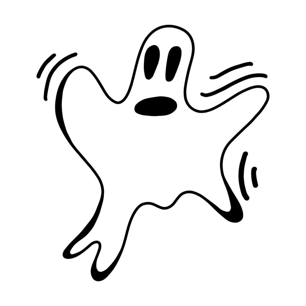 Vektor-Halloween-Geist-Clipart, Symbol und Färbung. lustige, niedliche illustration für saisonales design, textil, dekoration kinderspielzimmer oder grußkarte. handgezeichnete drucke und gekritzel. vektor