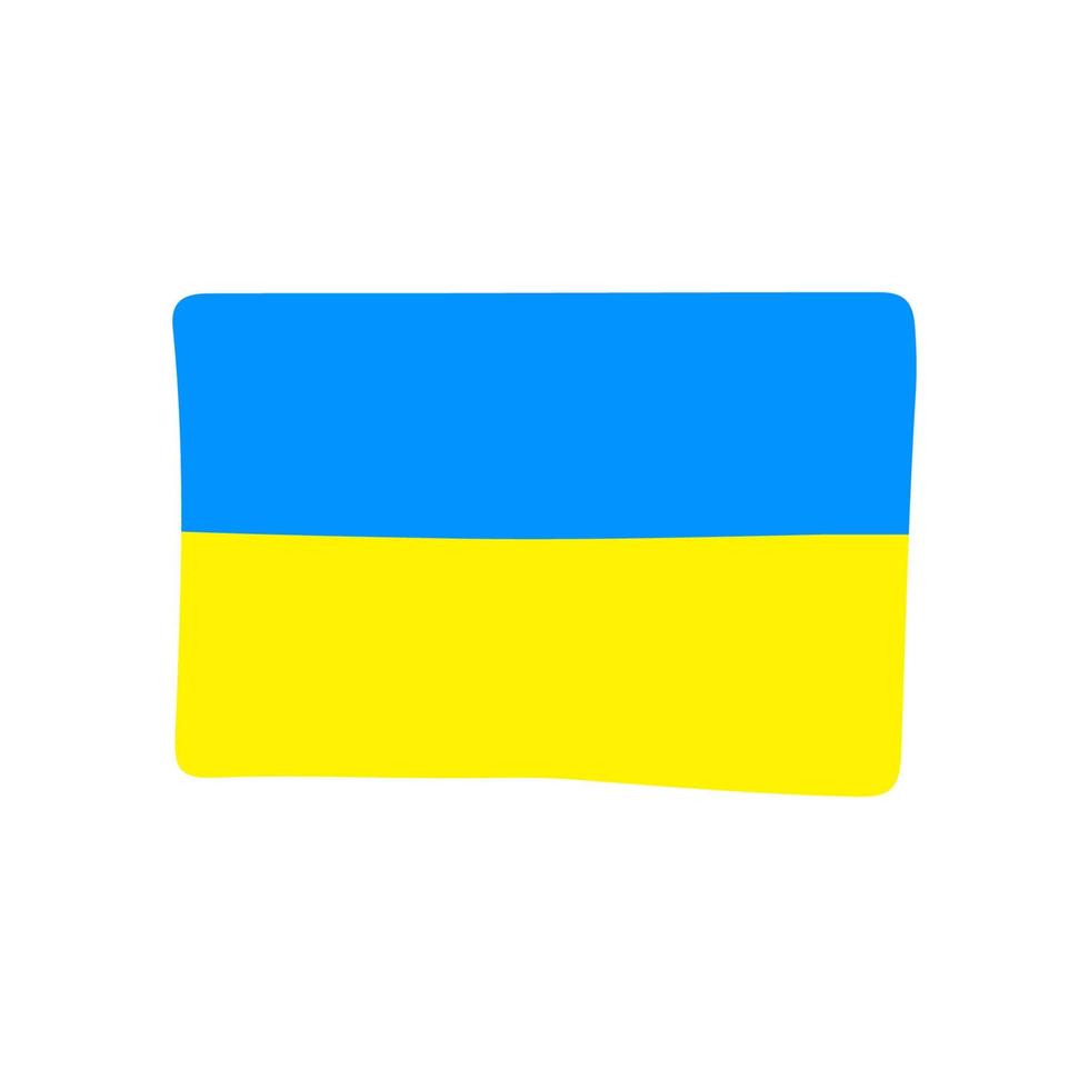 hand gezeichnetes ukraine-flaggenkonzept. Flagge der Ukraine Doodle-Stil isoliert auf weißem Hintergrund. blaue und gelbe Rechteckform. Vektor nationales ukrainisches Flaggensymbol. ukrainische Krise Boho-Element.