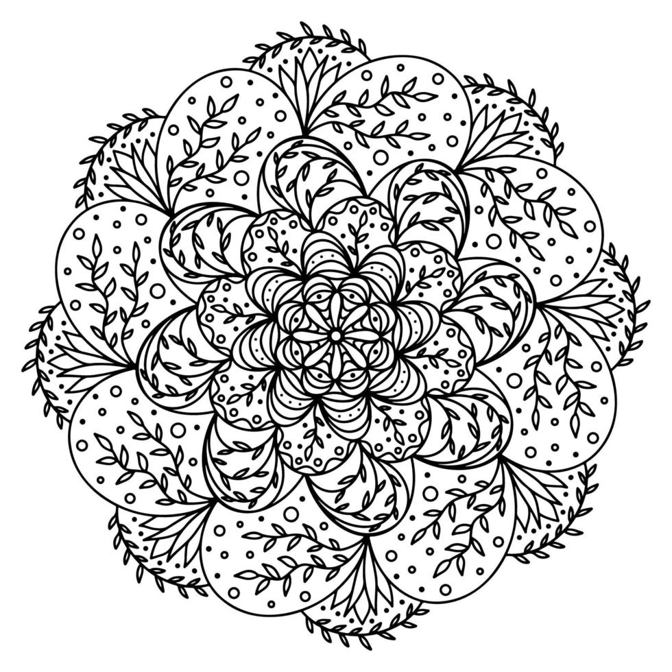 florale, handgezeichnete Aster-Mandala-Blumen im Doodle-Stil isoliert auf weißem Hintergrund. malseite für erwachsene und kinder, dekorieren kinderspielzimmer oder grußkarte. Chrysantheme, Lotus. vektor