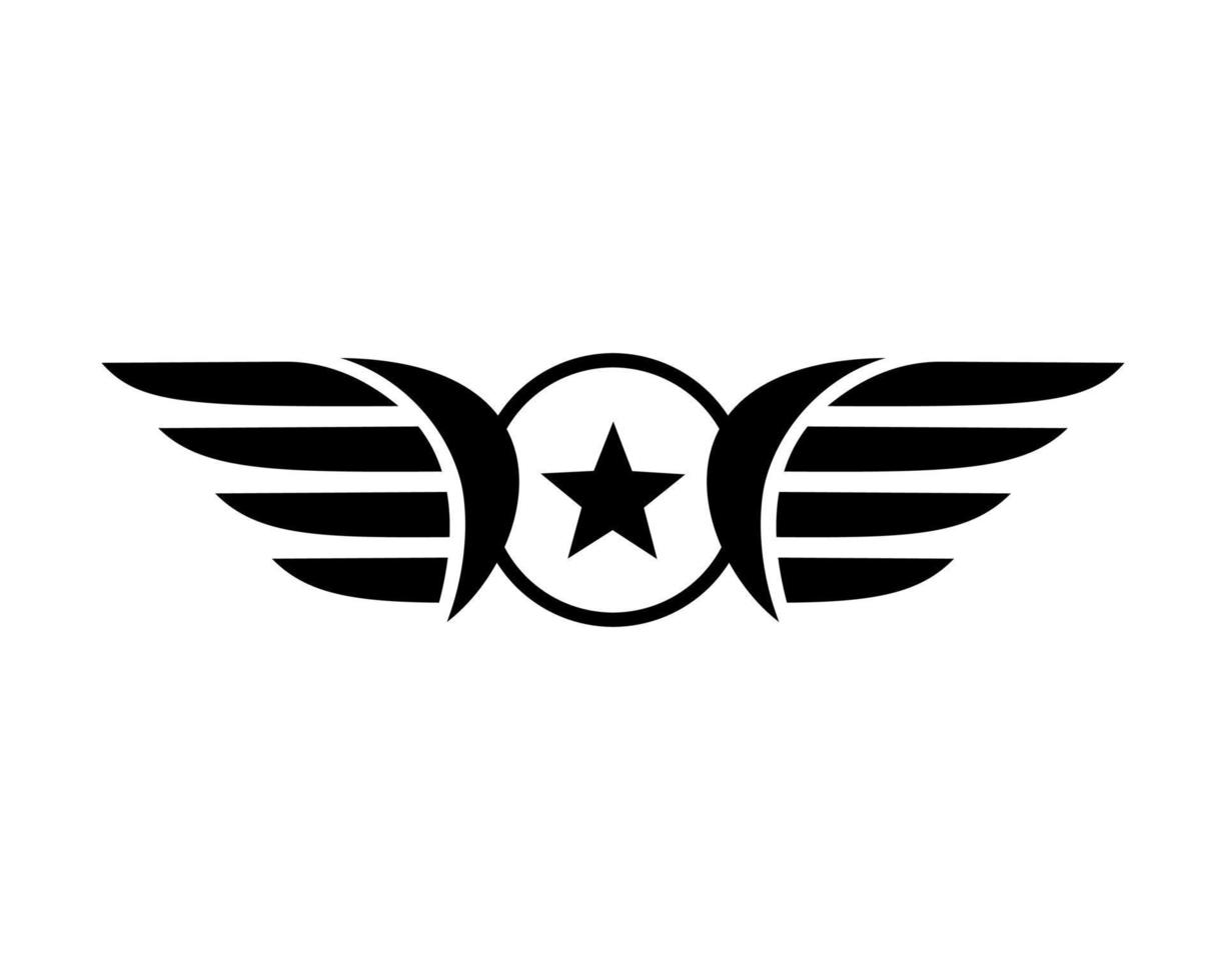 Vektorillustration eines Flügelzeichensymbols. kann für alles verwendet werden, was mit Fliegen, Luftfahrt, Superhelden, Fracht, Kurierdiensten zu tun hat vektor