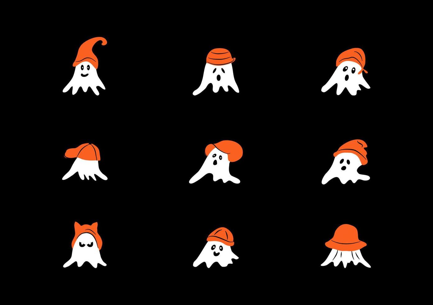 halloween spöke tecknad serie vektor isolerat på mörk bakgrund