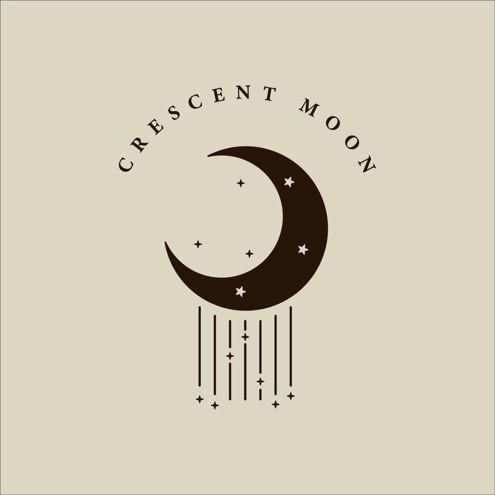 halvmåne måne logotyp vektor årgång illustration mall ikon grafisk design. lunar med stjärna tecken eller symbol med minimalistisk retro stil